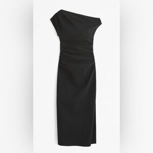 Abercrombie & Fitch Off-The-Shoulder Black Draped Midi Dress • M • NWT
